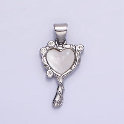 14K Gold Filled Shell Pearl CZ Molten Heart Pendant in Gold &amp; Silver | AA1189
