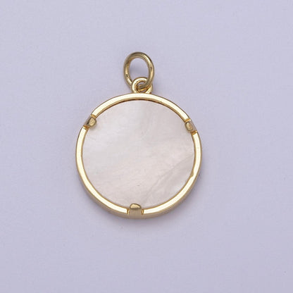 14K Gold Filled St. Benedict CSSML NDSMD Cross Micro Paved Shell Pearl Charm | C411