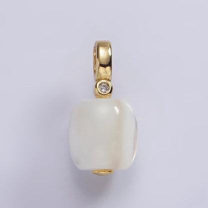 14K Gold Filled Shell Pearl Square BZ Bezel Pendant | P1664