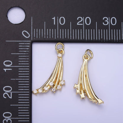 14K Gold Filled Shooting Stars Charm with Clear CZ | AG-675