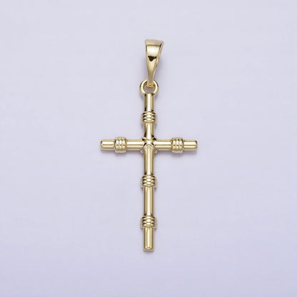 14K Gold Filled Slim Simple Cross Charm Religious Pendant AA297