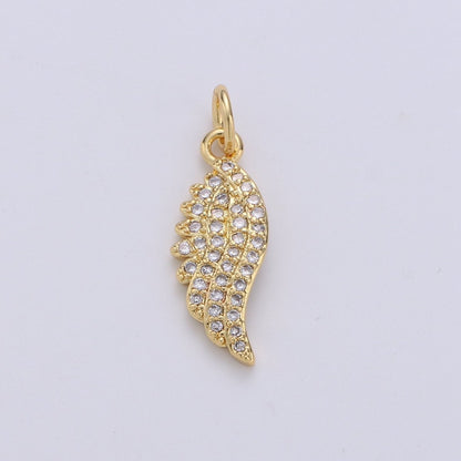 14k Gold Filled Small Gold Angel Wing Charm - Tiny Add on Charm - Delicate Feather Pendant for Bracelet, Necklace, Earring Component, D-255