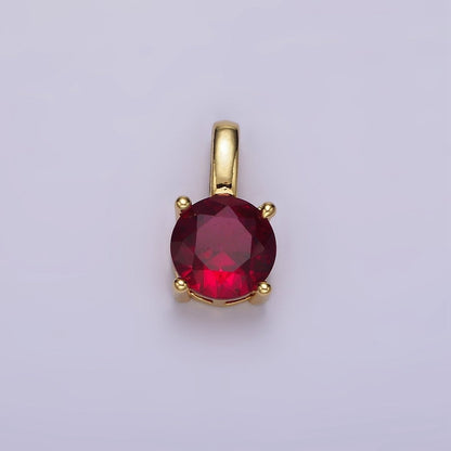 14K Gold Filled Solitaire Birthstone CZ Personalized Pendant | AH063 - AH074