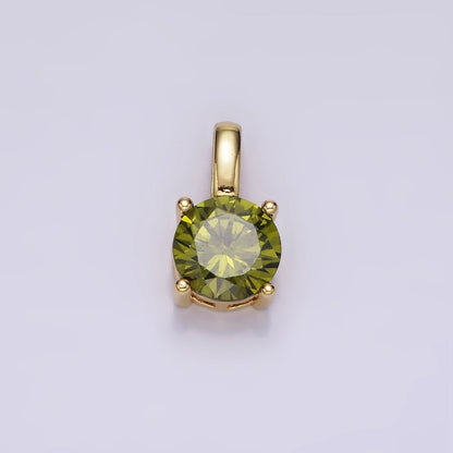 14K Gold Filled Solitaire Birthstone CZ Personalized Pendant | AH063 - AH074