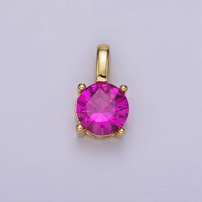 14K Gold Filled Solitaire Birthstone CZ Personalized Pendant | AH063 - AH074