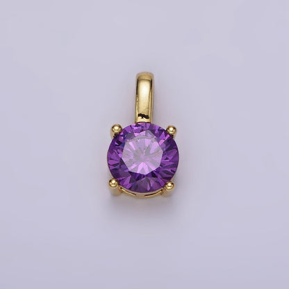 14K Gold Filled Solitaire Birthstone CZ Personalized Pendant | AH063 - AH074