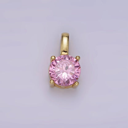 14K Gold Filled Solitaire Birthstone CZ Personalized Pendant | AH063 - AH074