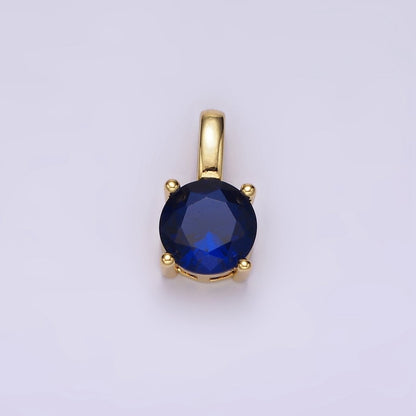 14K Gold Filled Solitaire Birthstone CZ Personalized Pendant | AH063 - AH074