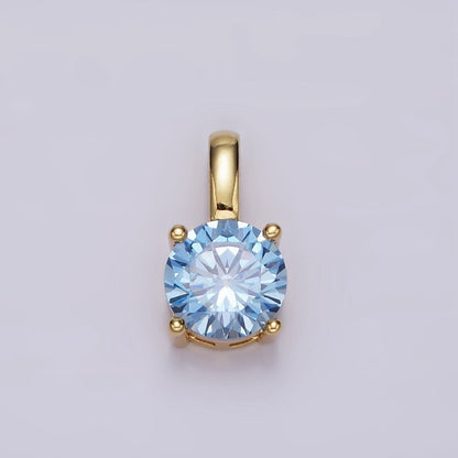 14K Gold Filled Solitaire Birthstone CZ Personalized Pendant | AH063 - AH074