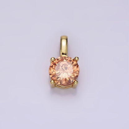 14K Gold Filled Solitaire Birthstone CZ Personalized Pendant | AH063 - AH074