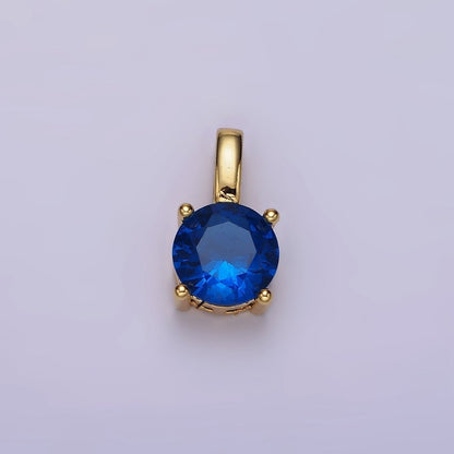 14K Gold Filled Solitaire Birthstone CZ Personalized Pendant | AH063 - AH074