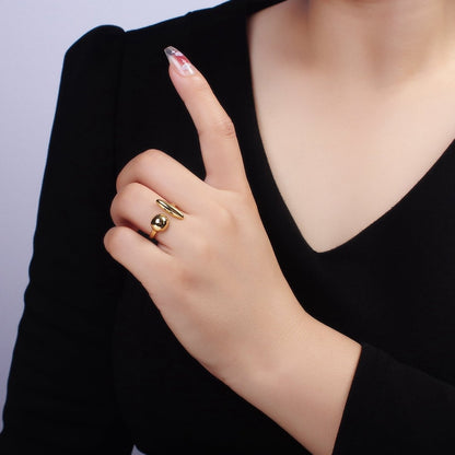 14K Gold Filled Sphere Round Dome Minimalist Wrap Ring | O351