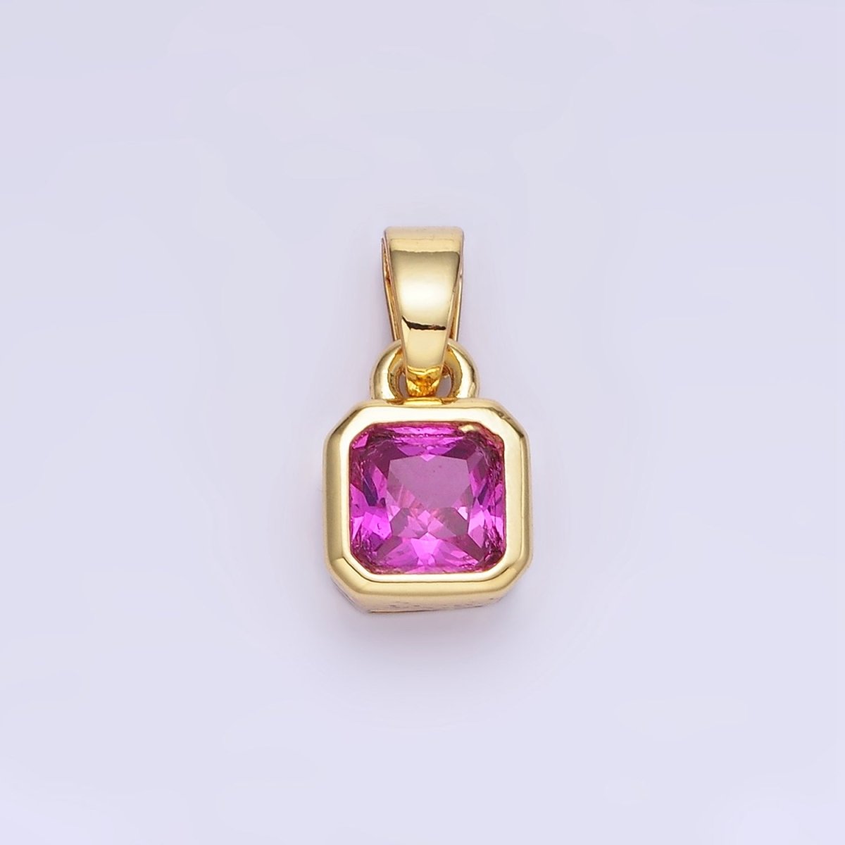 14K Gold Filled Baguette Birthstone CZ Square Edged Bezel Pendant in Gold &amp; Silver | AA1297 - AA1308