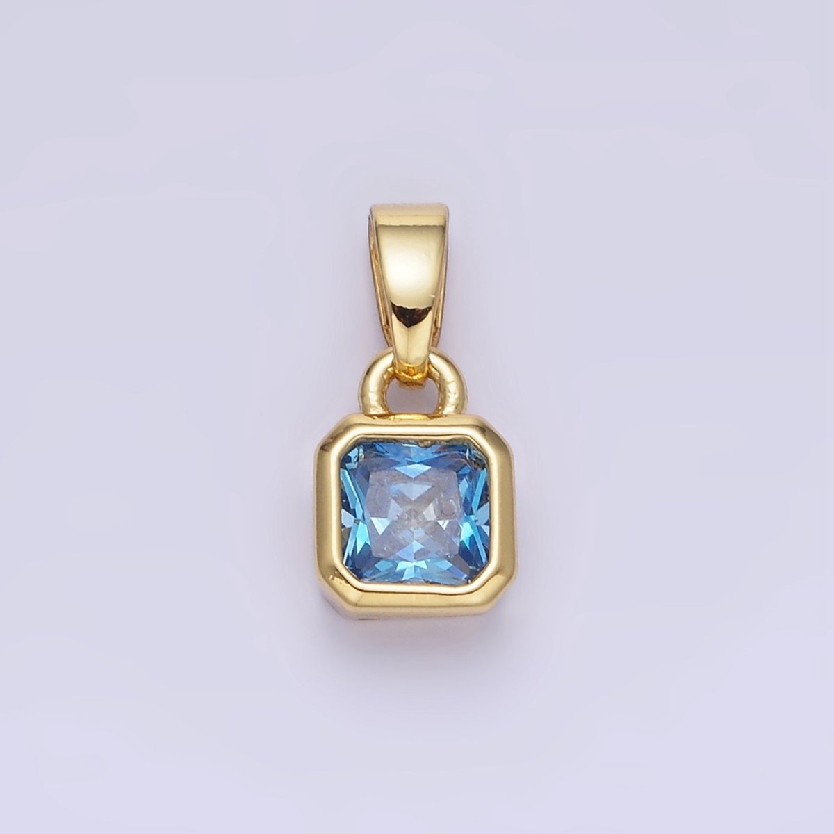 14K Gold Filled Baguette Birthstone CZ Square Edged Bezel Pendant in Gold &amp; Silver | AA1297 - AA1308