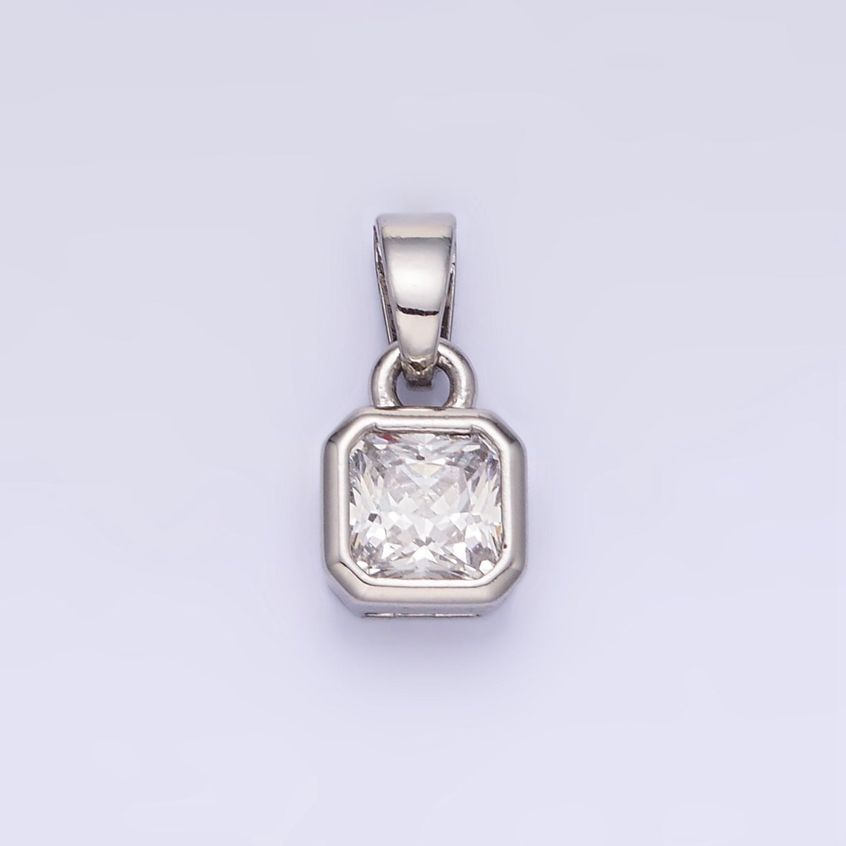 14K Gold Filled Baguette Birthstone CZ Square Edged Bezel Pendant in Gold &amp; Silver | AA1297 - AA1308