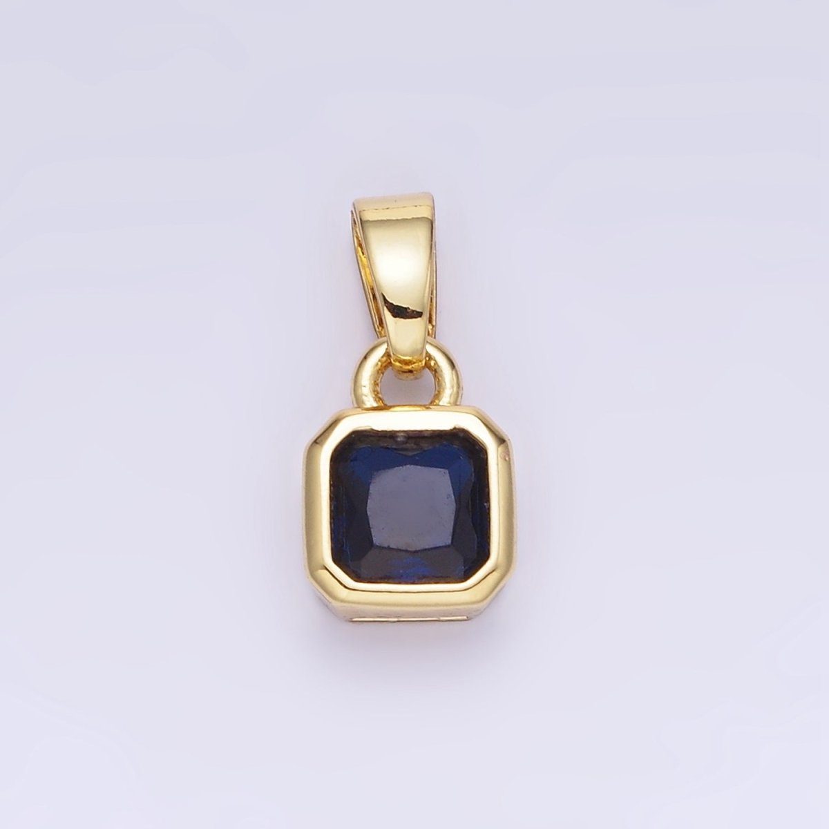 14K Gold Filled Baguette Birthstone CZ Square Edged Bezel Pendant in Gold &amp; Silver | AA1297 - AA1308