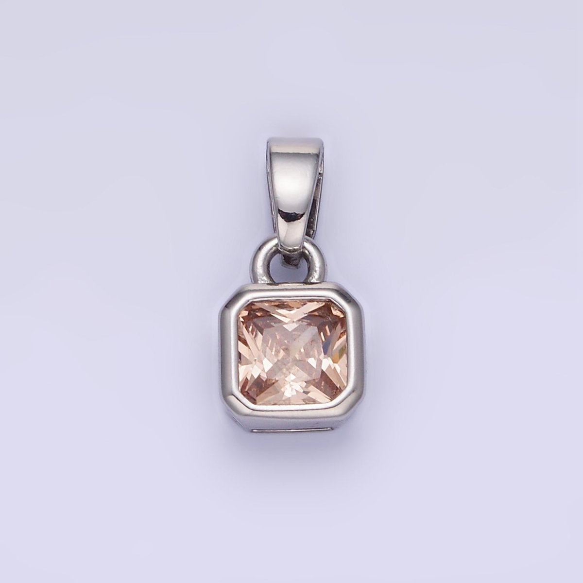 14K Gold Filled Baguette Birthstone CZ Square Edged Bezel Pendant in Gold &amp; Silver | AA1297 - AA1308