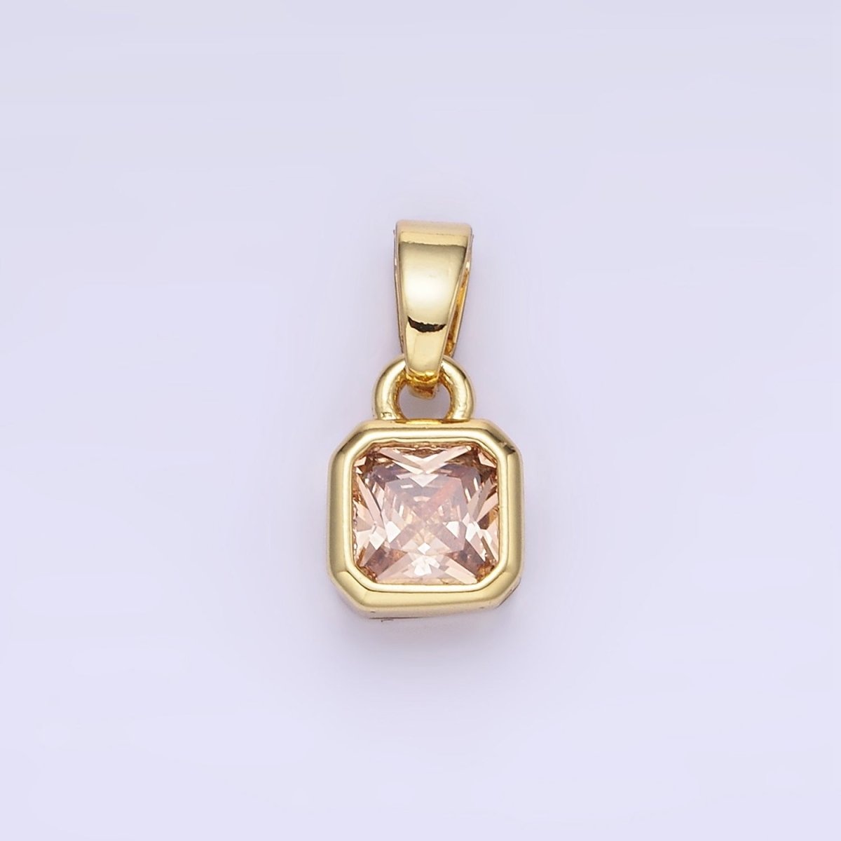 14K Gold Filled Baguette Birthstone CZ Square Edged Bezel Pendant in Gold &amp; Silver | AA1297 - AA1308