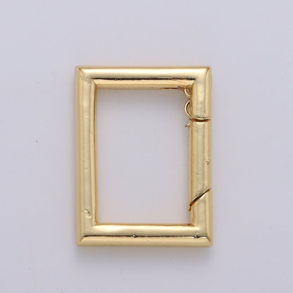 14K Gold Filled Square Shape Carabiner Clasp with Easy Open Spring, Square Spring Snap Clasp for Jewelry Making supply K-828
