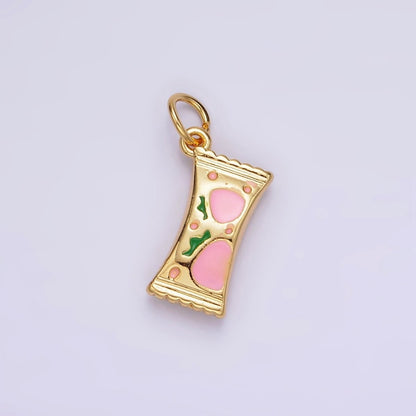 14K Gold Filled Strawberry "Sweet" Script Enamel Sack Puffed Add-On Charm | AG405