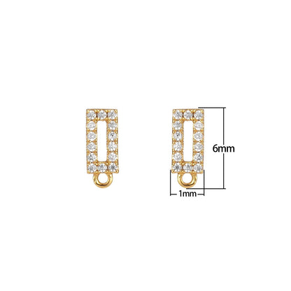 14K Gold Filled Stud Earring with Open Link CZ Micro Pave Rectangle Ear Studs for Earring Component Supply L-325