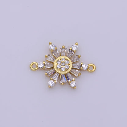 14K Gold Filled Sunburst Baguette Sun Connector Y-410