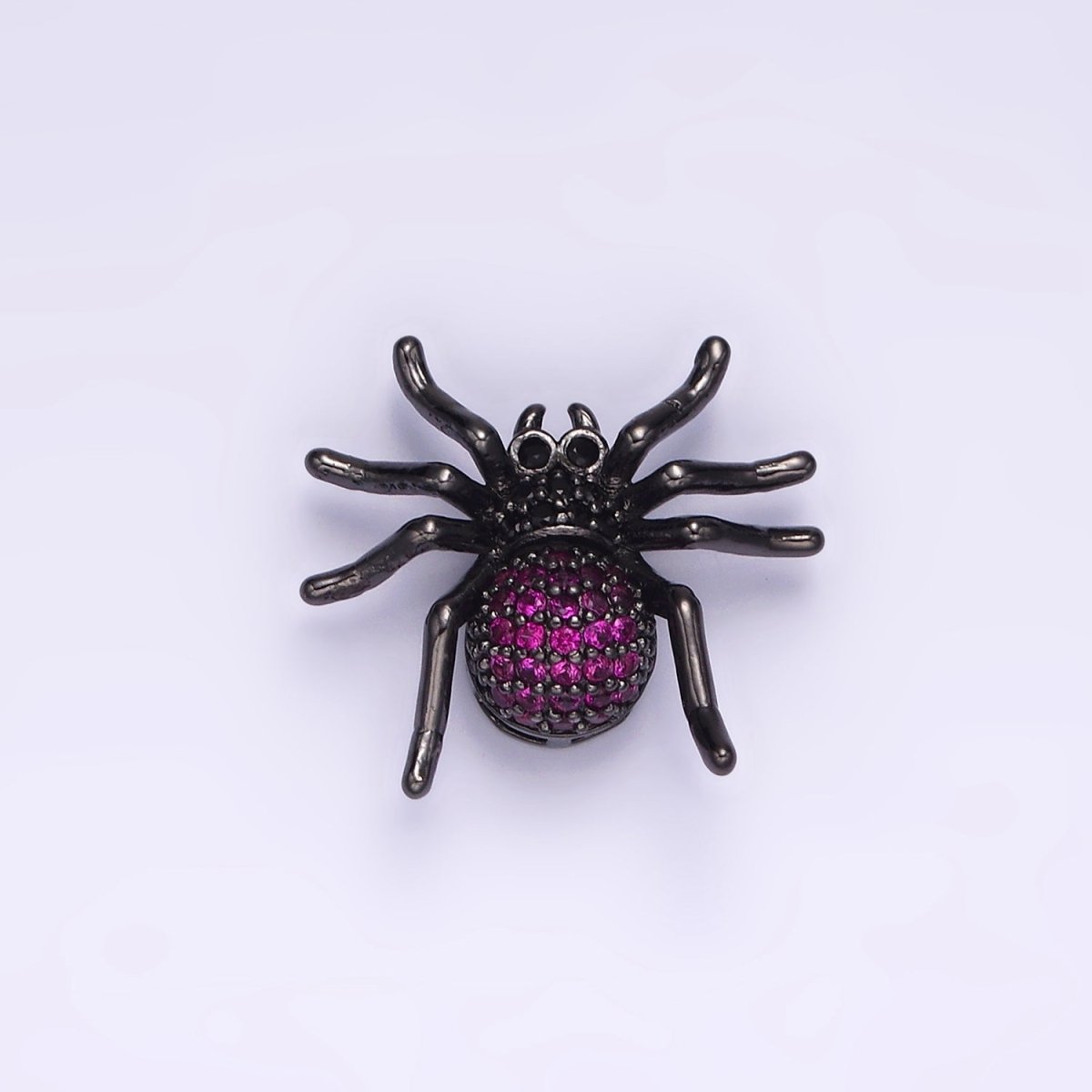 14K Gold Filled Tarantula Spider Insect Animal Fuchsia Micro Paved CZ Charm in Gold &amp; Black | N-1845 N-1846