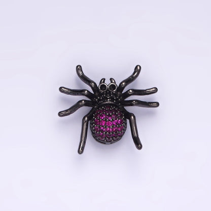 14K Gold Filled Tarantula Spider Insect Animal Fuchsia Micro Paved CZ Charm in Gold &amp; Black | N-1845 N-1846