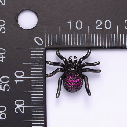 14K Gold Filled Tarantula Spider Insect Animal Fuchsia Micro Paved CZ Charm in Gold &amp; Black | N-1845 N-1846