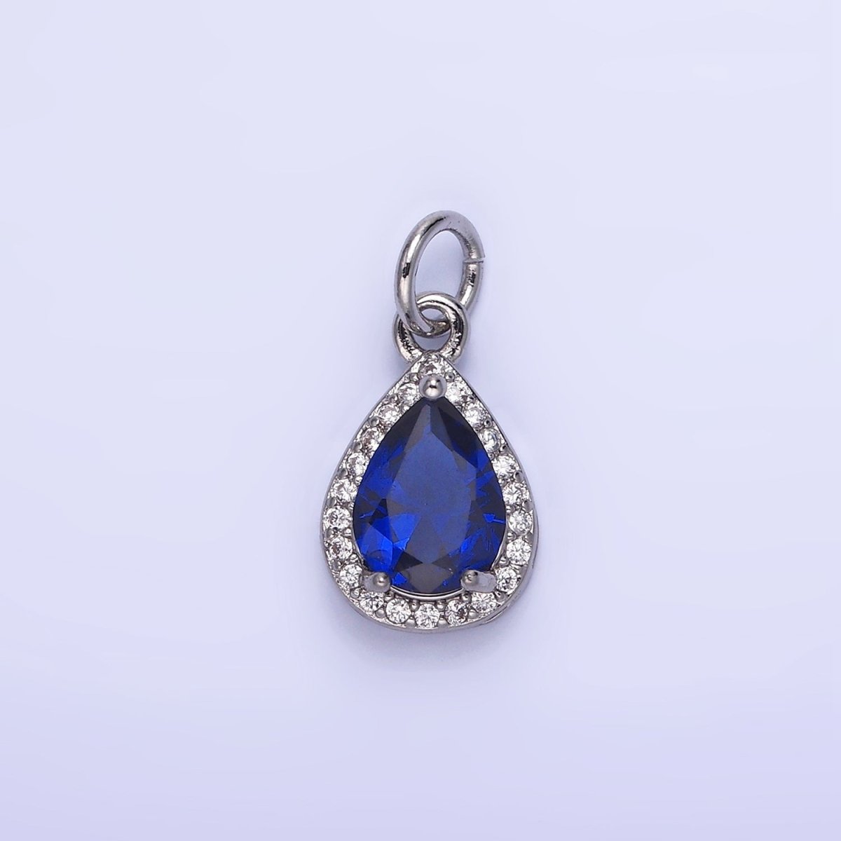 14K Gold Filled Teardrop CZ Micro Paved Birthstone Charm in Gold &amp; Silver | W704 - W720