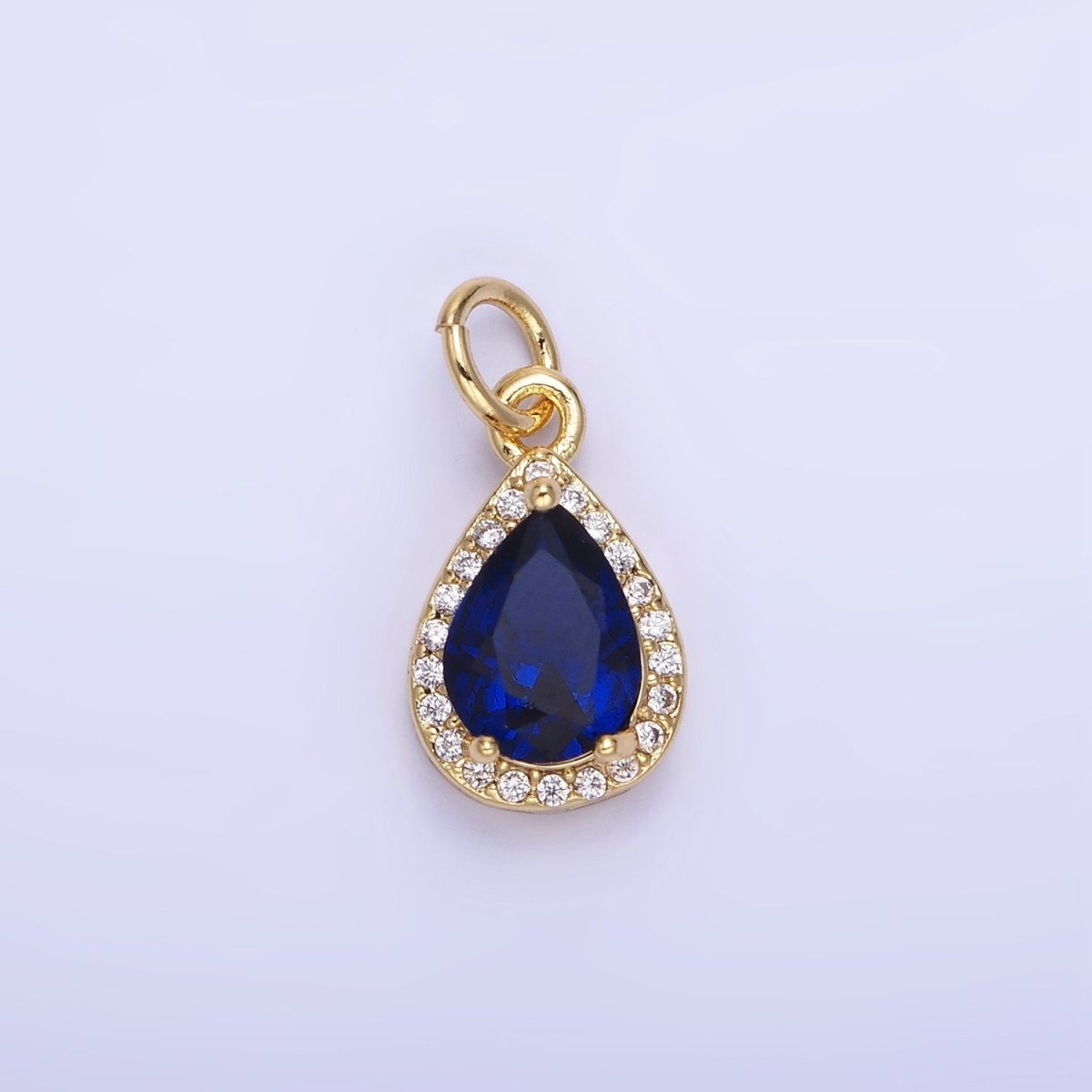 14K Gold Filled Teardrop CZ Micro Paved Birthstone Charm in Gold &amp; Silver | W704 - W720