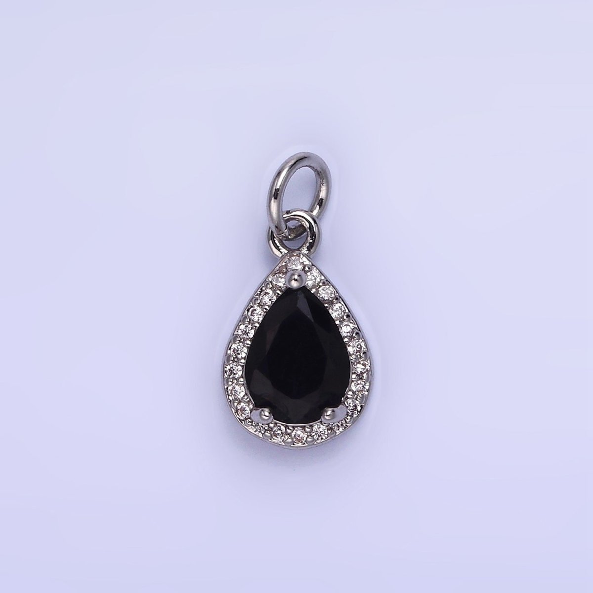 14K Gold Filled Teardrop CZ Micro Paved Birthstone Charm in Gold &amp; Silver | W704 - W720