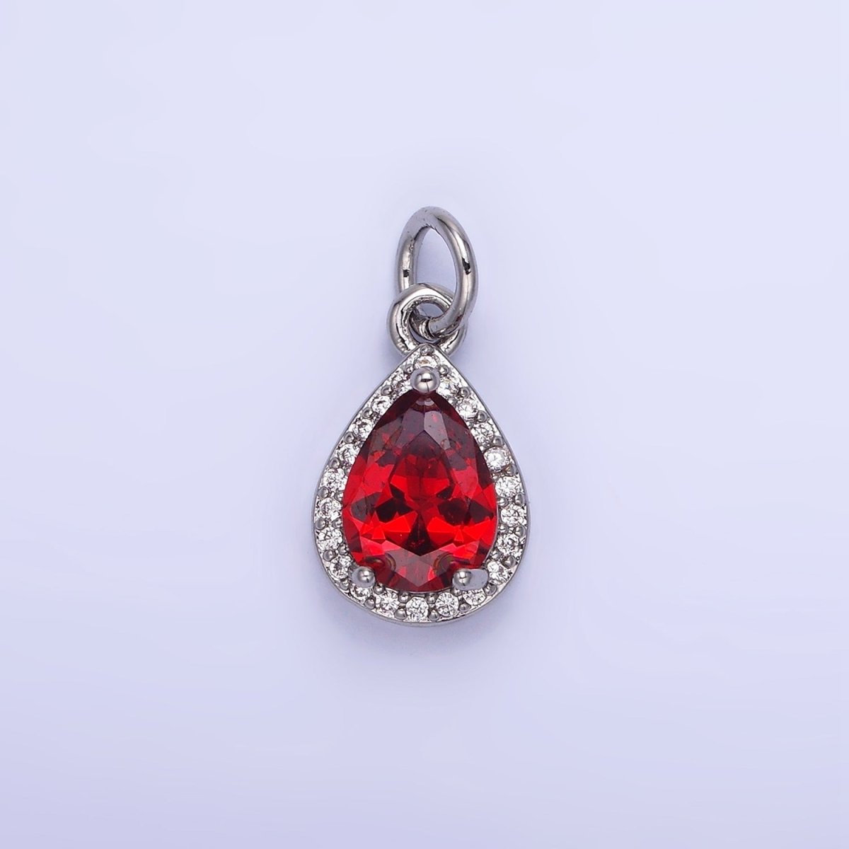 14K Gold Filled Teardrop CZ Micro Paved Birthstone Charm in Gold &amp; Silver | W704 - W720