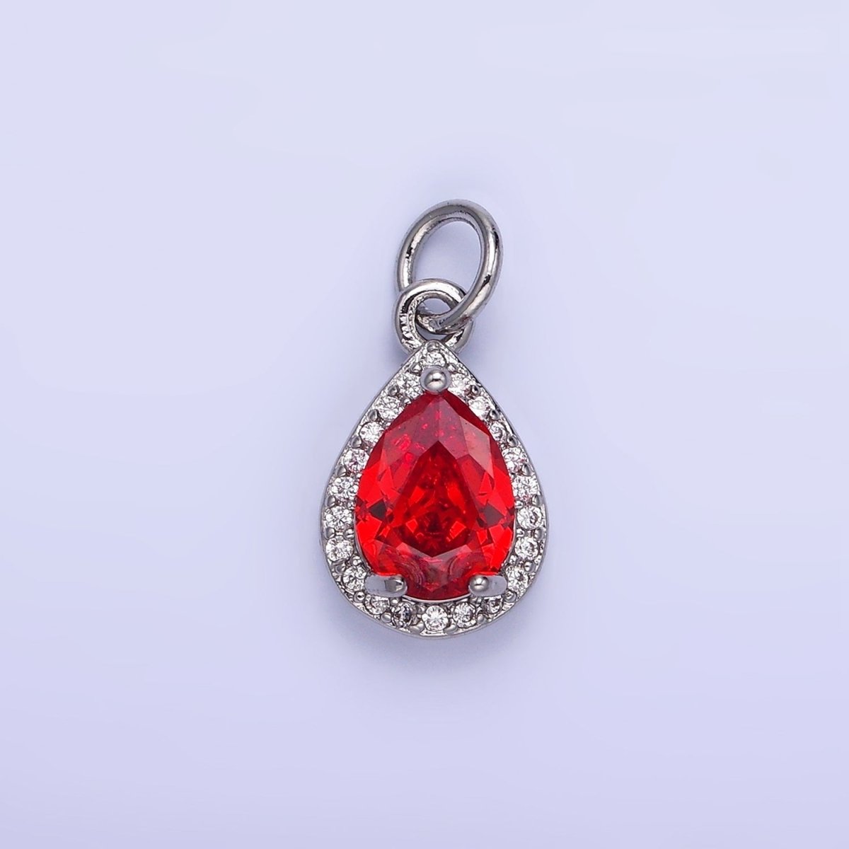 14K Gold Filled Teardrop CZ Micro Paved Birthstone Charm in Gold &amp; Silver | W704 - W720