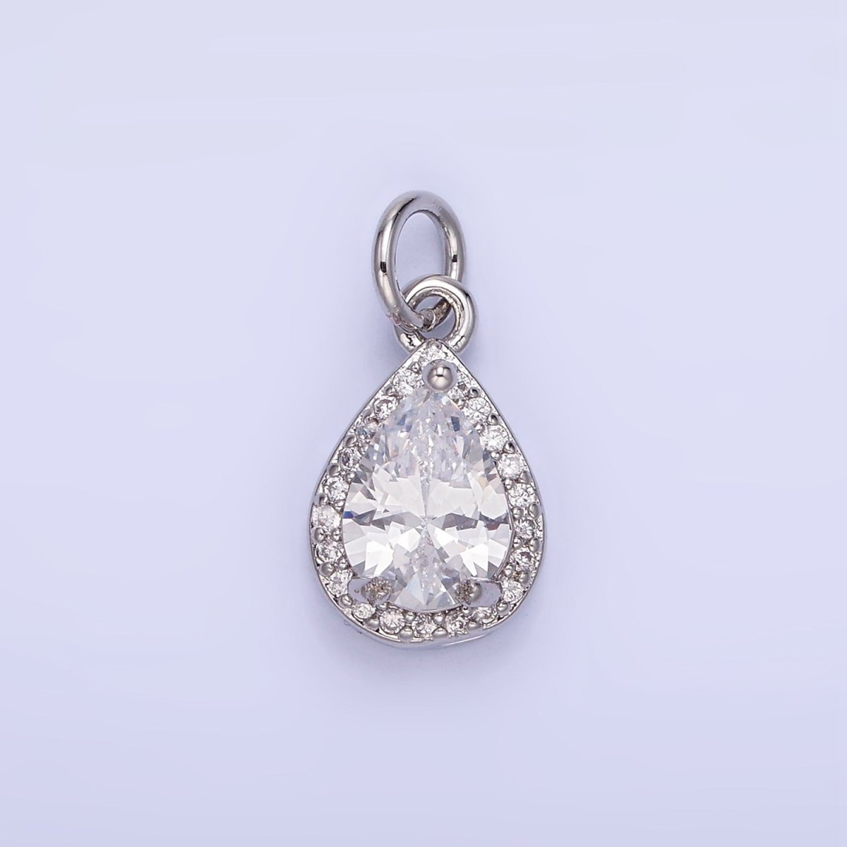 14K Gold Filled Teardrop CZ Micro Paved Birthstone Charm in Gold &amp; Silver | W704 - W720