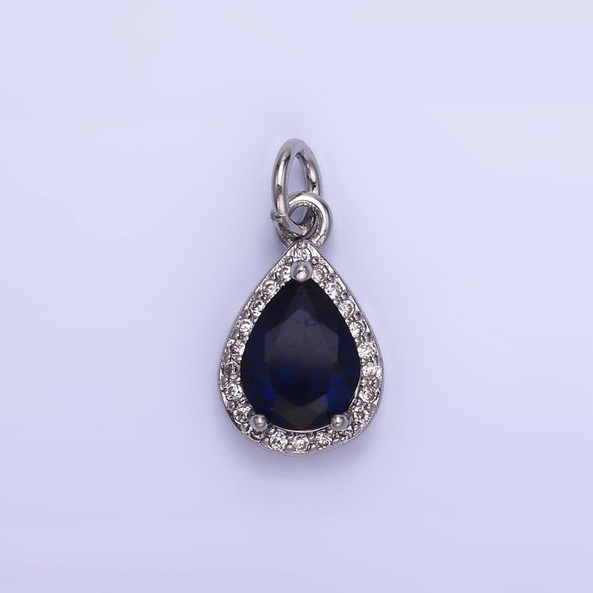 14K Gold Filled Teardrop CZ Micro Paved Birthstone Charm in Gold &amp; Silver | W704 - W720