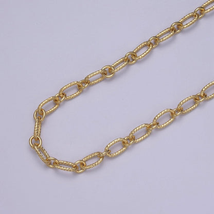 14K Gold Plated Textured Cable Unfinished Chain, Unique Cable Roll by Yard For Jewelry Making | ROLL-707 Clearance Pricing