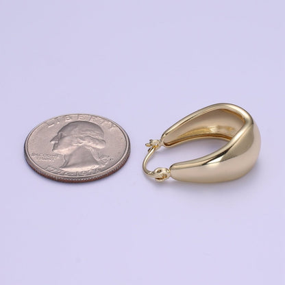 14K Gold Filled Thick Hoops - Gold Thick Hoop Earrings - Chunky Thick Hoops - Light Weight Hoops Dome Earring P-089