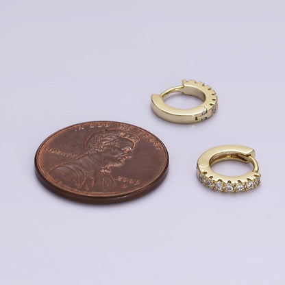 14K Gold Filled Thin Clear Micro Paved CZ 10mm Cartilage Huggie Earrings | AE806