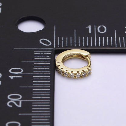 14K Gold Filled Thin Clear Micro Paved CZ 10mm Cartilage Huggie Earrings | AE806