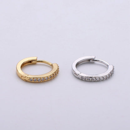 14k Gold Filled Thin Mini Ear Huggie Hoop Earrings, GOLD - micro pave cz cartilage hoops Earring K-498 K-499