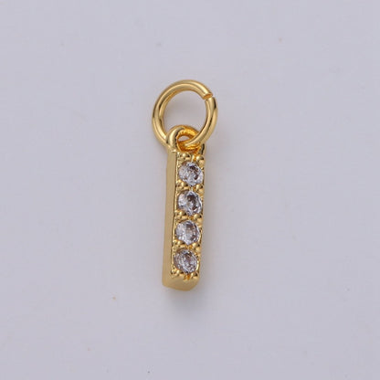 14k Gold Filled Tiny CZ Initial, Letter Alphabet Micro Pave charms Dainty Gold Cubic Pendant Charm for Necklace Bracelet Earring Add on A-099 to A-111