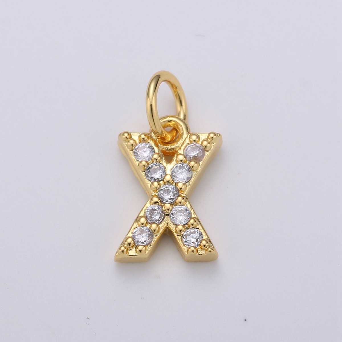 14k Gold Filled Tiny CZ Initial, Letter Alphabet Micro Pave charms Dainty Gold Cubic Pendant Charm for Necklace Bracelet Earring Add on A-099 to A-111