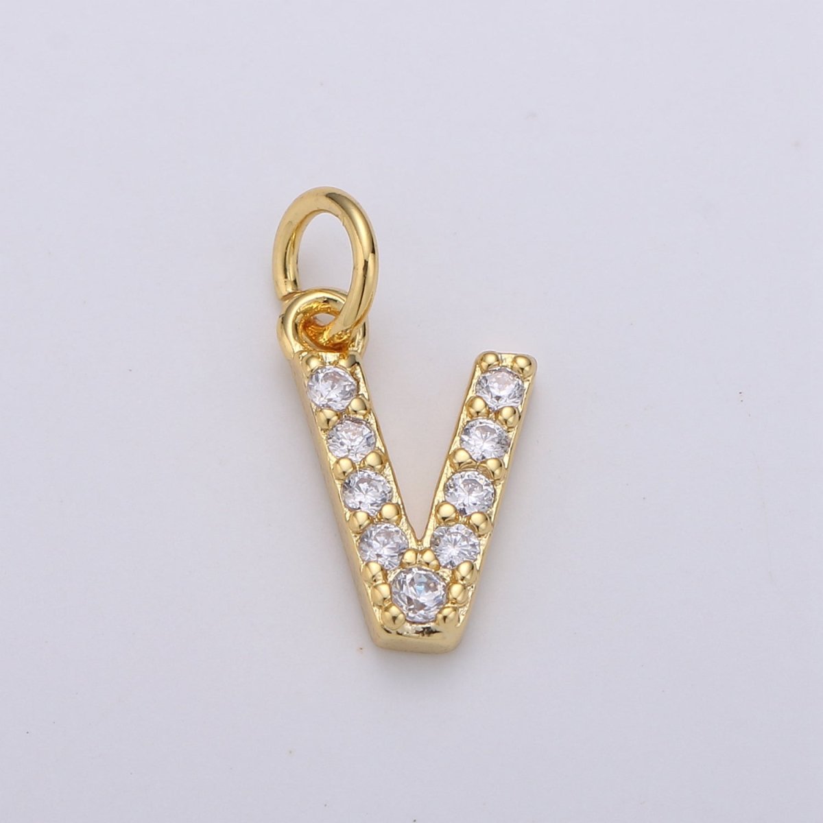 14k Gold Filled Tiny CZ Initial, Letter Alphabet Micro Pave charms Dainty Gold Cubic Pendant Charm for Necklace Bracelet Earring Add on A-099 to A-111