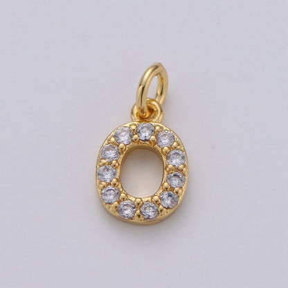 14k Gold Filled Tiny CZ Initial, Letter Alphabet Micro Pave charms Dainty Gold Cubic Pendant Charm for Necklace Bracelet Earring Add on A-099 to A-111