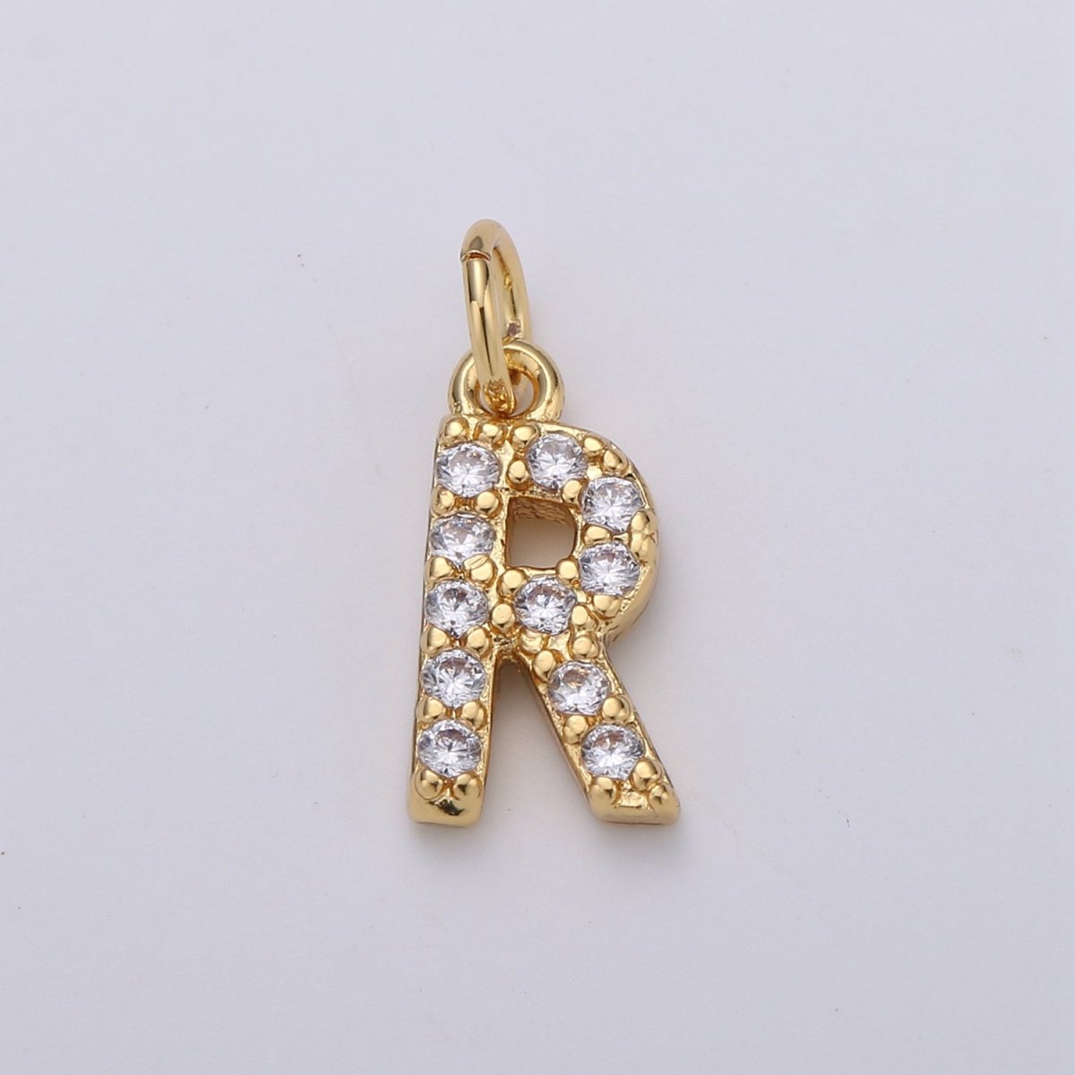 14k Gold Filled Tiny CZ Initial, Letter Alphabet Micro Pave charms Dainty Gold Cubic Pendant Charm for Necklace Bracelet Earring Add on A-099 to A-111