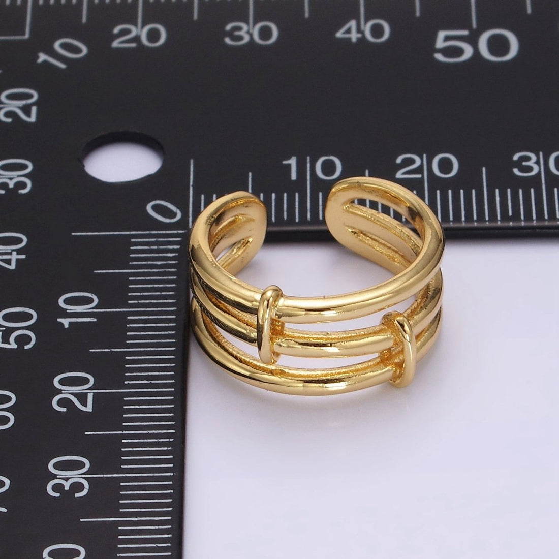 OS 14K Gold Filled Triple Bar Band Tied Minimalist Ring | O1055