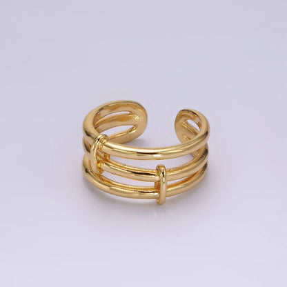 OS 14K Gold Filled Triple Bar Band Tied Minimalist Ring | O1055