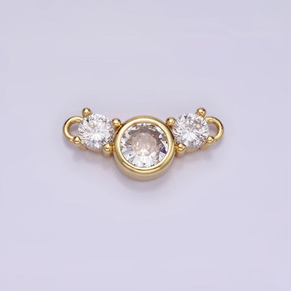 14K Gold Filled Triple Clear CZ Round Bezel Connector | G268