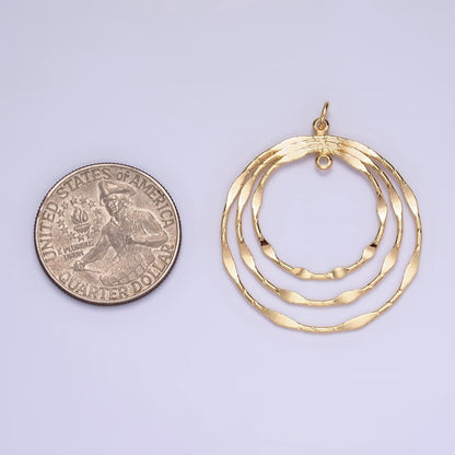 14K Gold Filled Triple Edged Band Geometric Round Charm | AG828